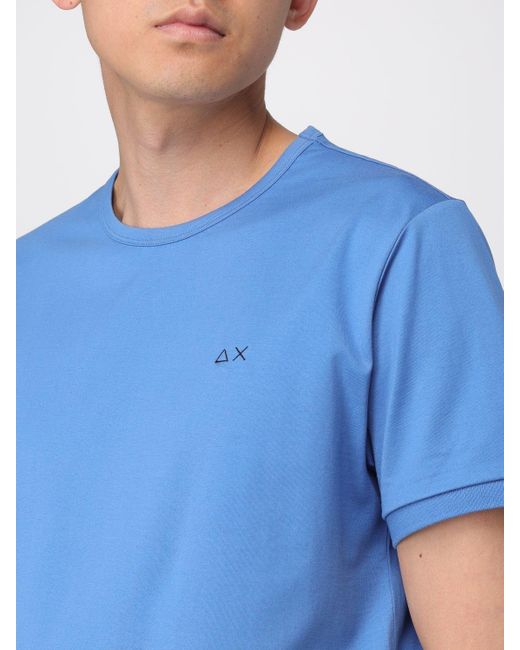 T-shirt in cotone stretch di Sun 68 in Blue da Uomo