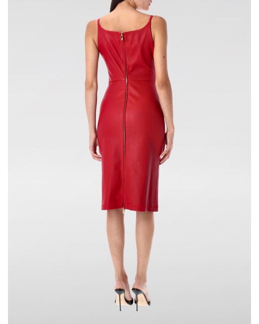 Versace Red Bustier Leather Long Dress