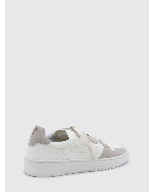 Eleventy White Grained Leather Sneakers for men