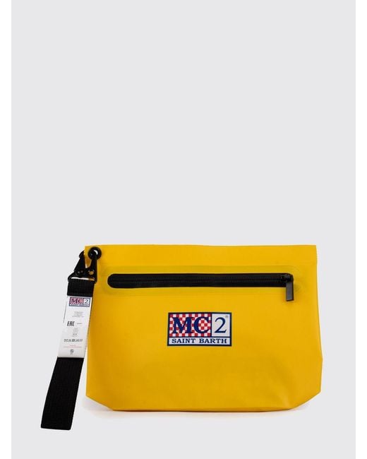 Mc2 Saint Barth Yellow Aline Pvc Pouch With A Contrasting Logo And Removable Handle for men