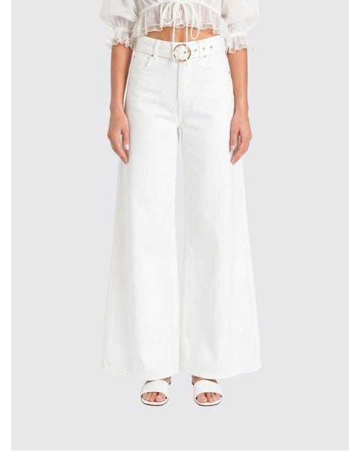 Twinset White Cotton Denim Flared Jeans