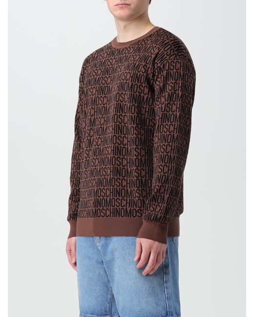 Pull À Col Rond Avec Logo All-Over Moschino Couture pour homme en coloris Brown