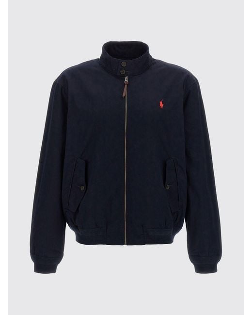 Polo Ralph Lauren Blue Cotton Bomber Jacket With Logo for men