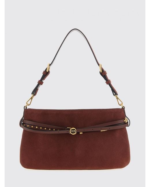 Pinko Brown Suede Bag With Micro Studs