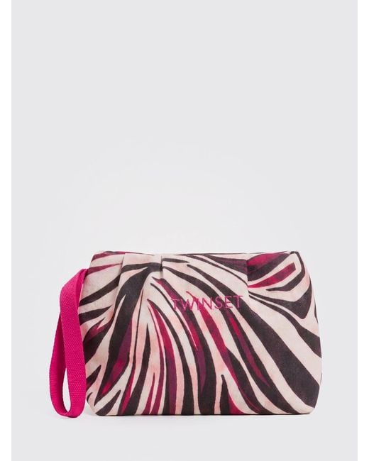 Twinset Red Printed Cotton Canvas Pouch