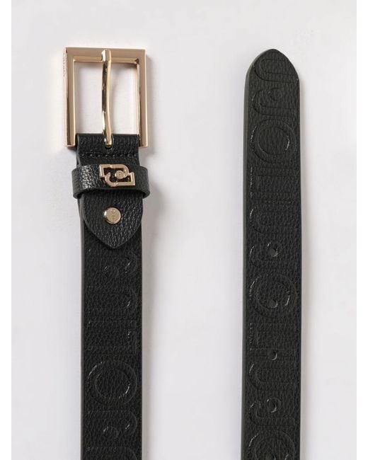 Liu Jo Gray Grained Synthetic Leather Belt With Logo