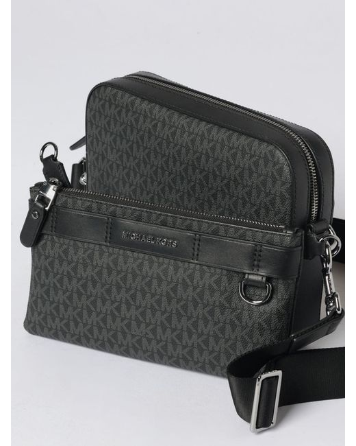 Michael Kors Black Hudson Coated Cotton Bag With Mk Monogram Print for men