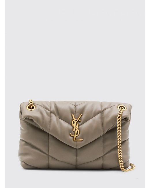 Saint Laurent Gray Puffer Small Quilted Chevron Nappa Bag