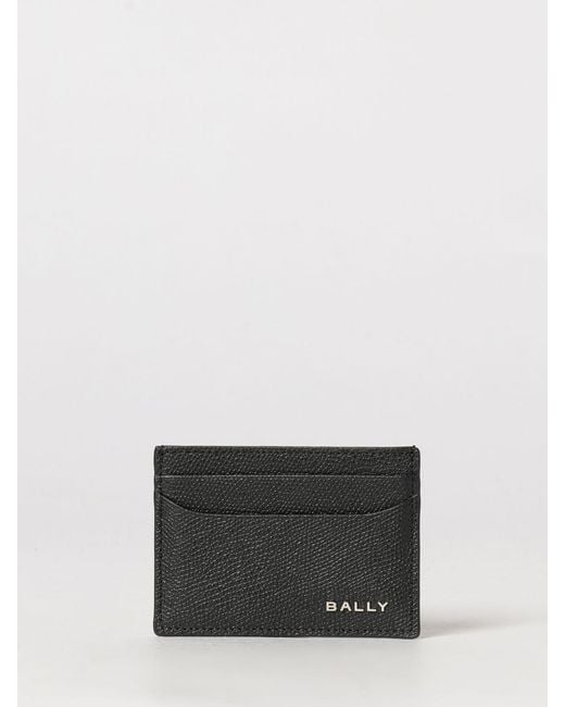 Bally White Grained Leather Card Holder With Metal Logo And Five Slots for men
