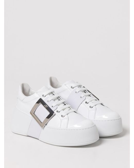 Roger Vivier White Platform Sneakers With Buckle Detail