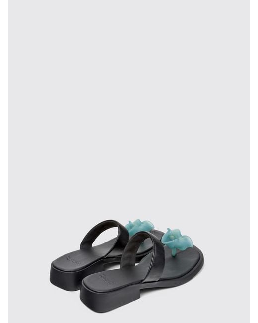 Camper White Dana Leather And Silicone Sandals