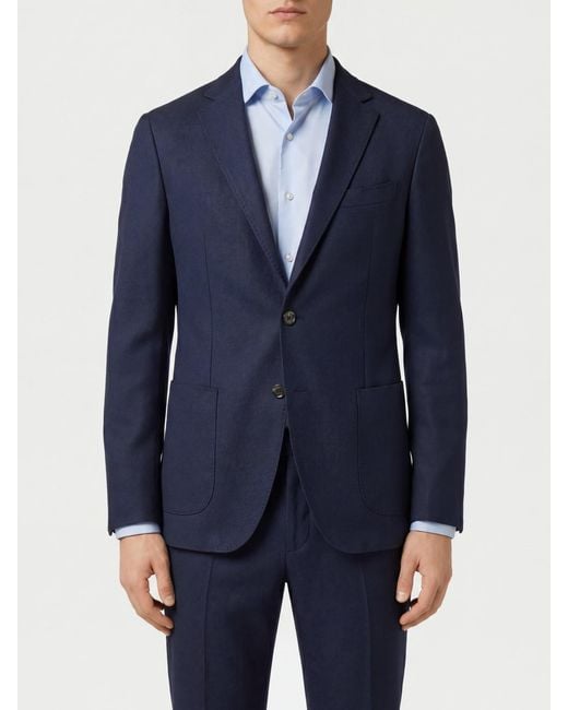 Sartorio Napoli Blue Single-Breasted Cashmere And Silk Blazer With Peak Lapels for men