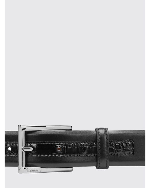 Billionaire White Leather Belt With Crocodile Print Details for men