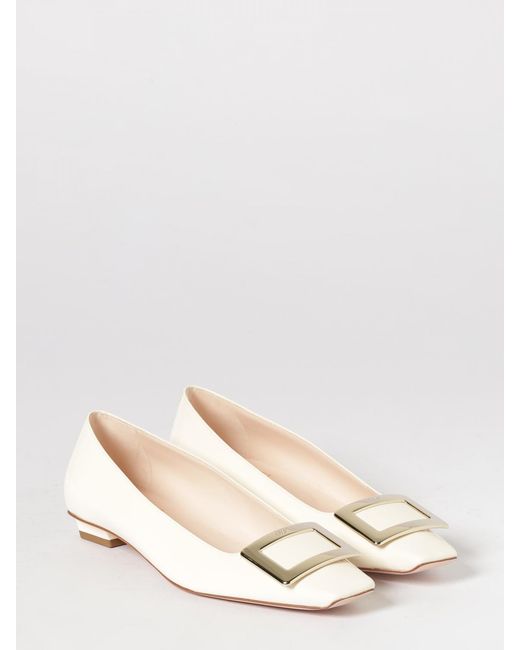 Roger Vivier Natural Belle Vivier Patent Leather Ballerinas