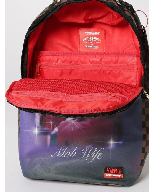 Sprayground Pink Scarface Mob Wife Saffiano Faux Leather Backpack for men
