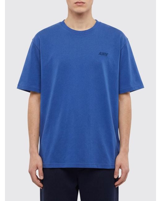 Autry Blue Cotton T-Shirt With Logo for men