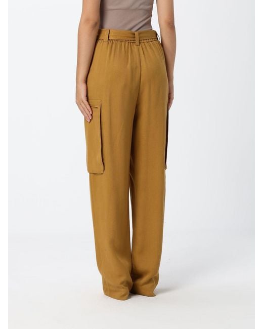 Twinset Yellow Lyocell Cargo Trousers