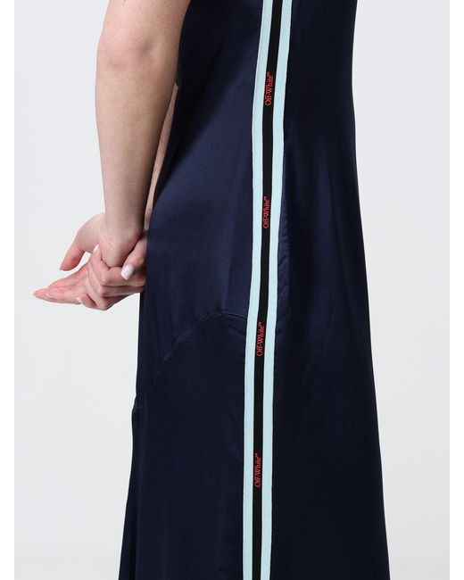 Off-White c/o Virgil Abloh Blue Satin Midi Dress
