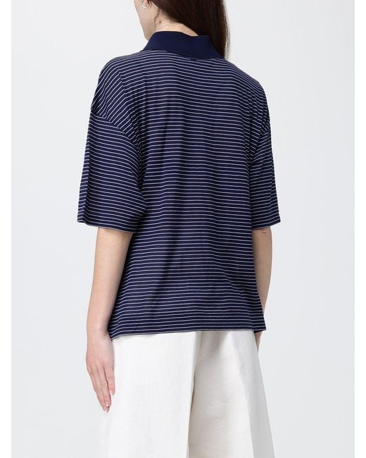 AMI Blue Striped Cotton Polo Shirt