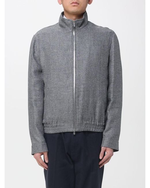 Brunello Cucinelli Gray Wool And Linen Blend Bomber Jacket for men