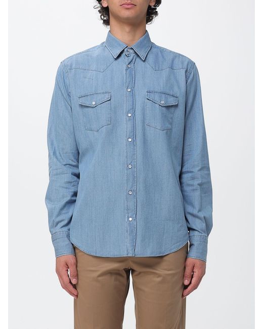 Drumohr Blue Cotton Shirt for men