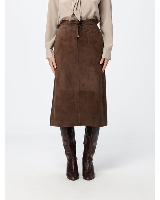 Max Mara Brown A-Line Midi Skirt