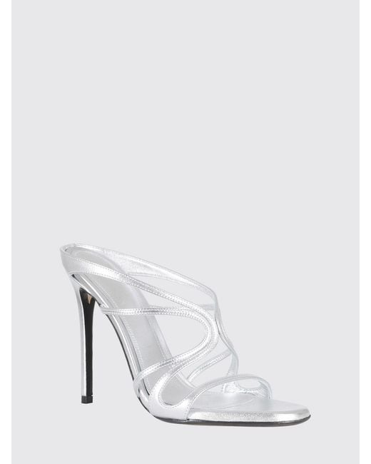 ALEVI White Mony Laminated Leather Mules With 11Cm High Heel