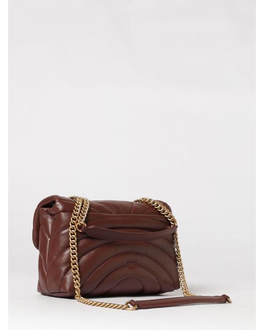 Pinko Brown Classic Love Bag Puff Matelassé Nappa Bag
