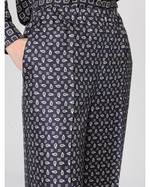 Max Mara Gray Paisley Silk Trousers