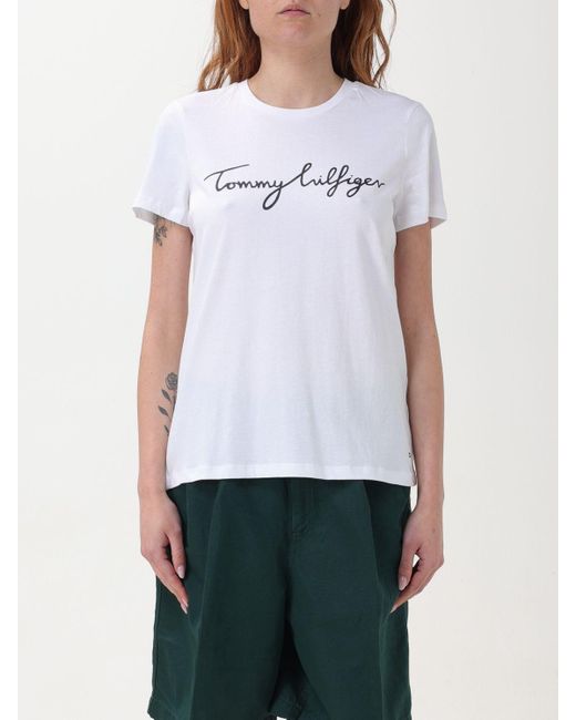 T-shirt con logo di Tommy Hilfiger in White
