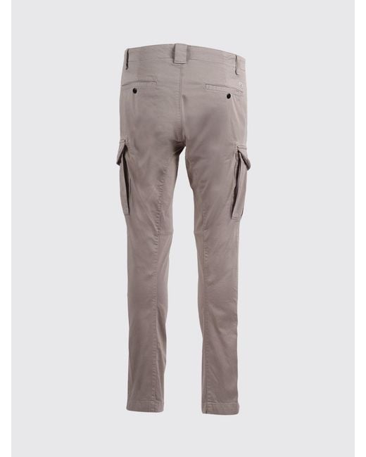C P Company Gray Stretch Cotton Cargo Trousers for men
