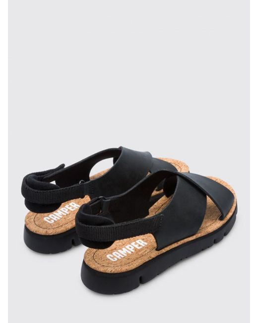 Camper Black Oruga Leather Sandals
