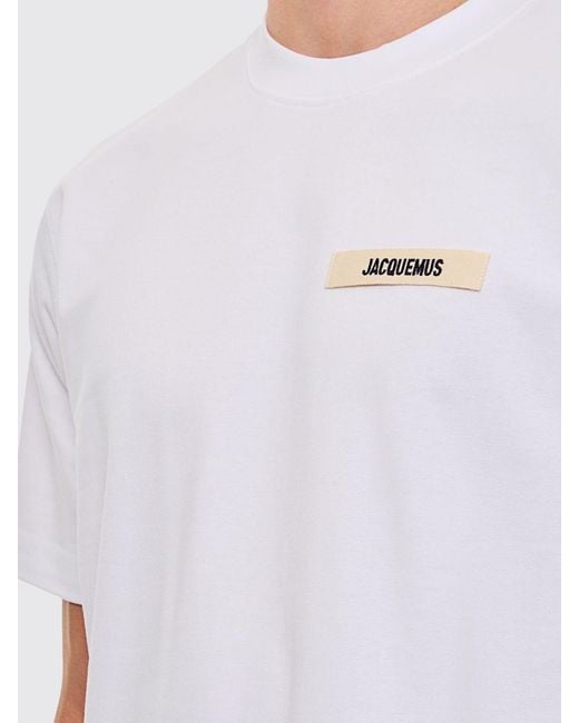 Jacquemus White Contrast Appliqué Logo Cotton Crew-Neck T-Shirt for men