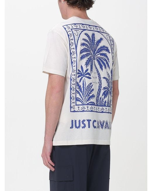 Just Cavalli White Cotton T-Shirt With Logo for men