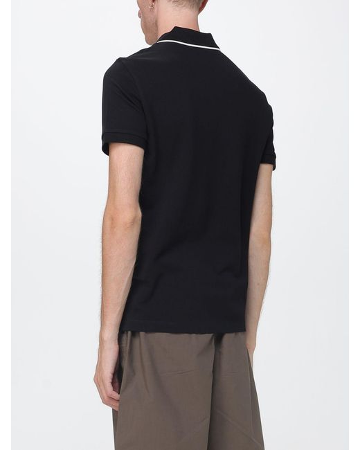 ARMANI EXCHANGE Black Pique Cotton Polo With Logo And Contrasting Details for men