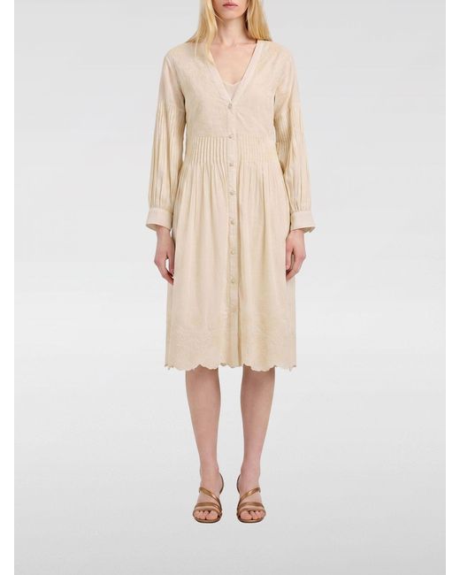 Momoní Natural MomonÌ Long-Sleeved Cotton Voile Midi Shirtdress
