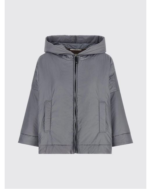 Max Mara Gray Hooded Short Down Jacket