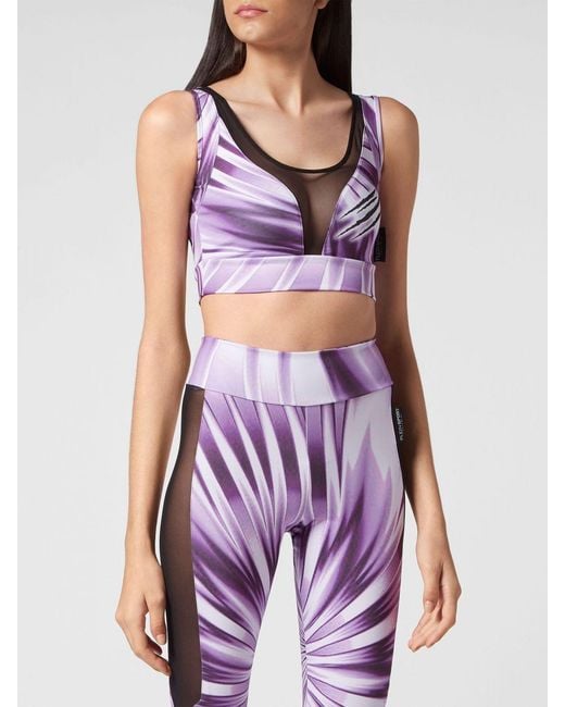 Philipp Plein Purple Cropped Sports Top