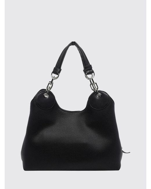 Liu Jo Black Grained Faux Leather Shoulder Bag With Double Handle