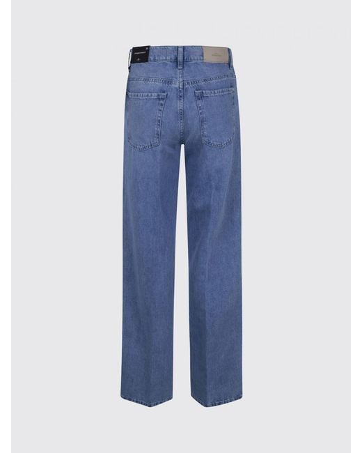 7 For All Mankind Blue Wide Leg Denim Trousers