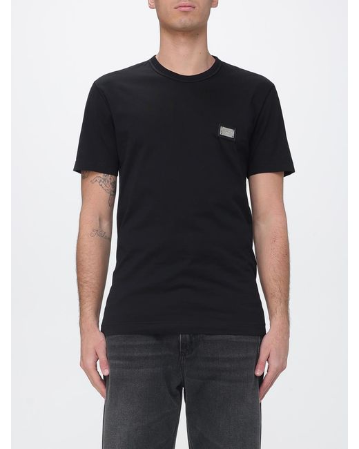Dolce & Gabbana Black Dolce &Amp Gabbana Cotton T-Shirt With Logo for men