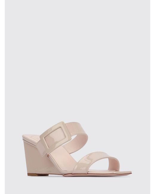 Roger Vivier White Belle Vivier Patent Leather Mules