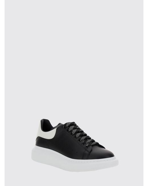 McQueen Black Oversize Calf Leather Sneakers With Suede Insert And Chunky Sole for men