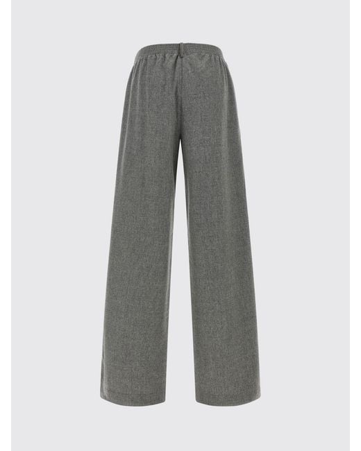 Fabiana Filippi Gray Wool Blend Palazzo Trousers With Elastic Waist And Jewel Detail