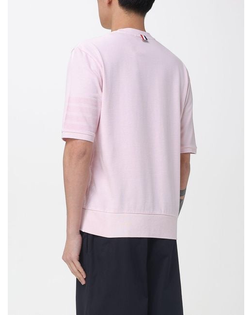 Thom Browne Pink 4-Bar Cotton T-Shirt for men