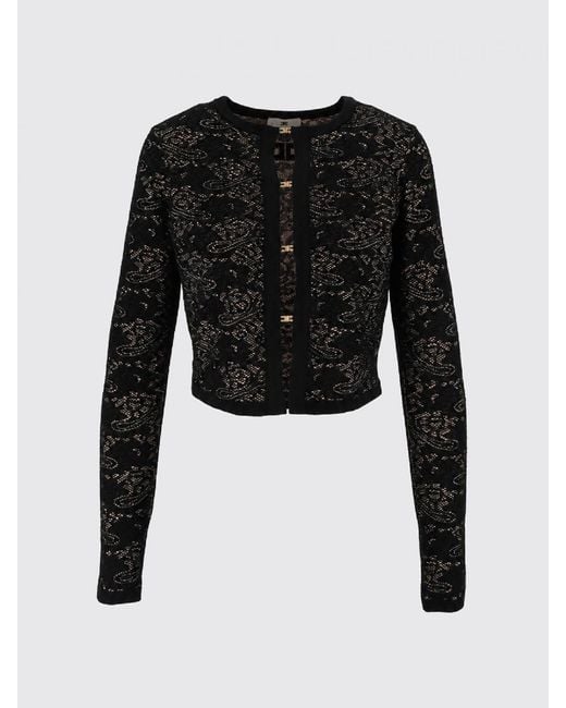 Elisabetta Franchi Blue Jacquard Viscose Blend Crewneck Jumper
