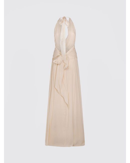Blumarine Natural Viscose Long Dress