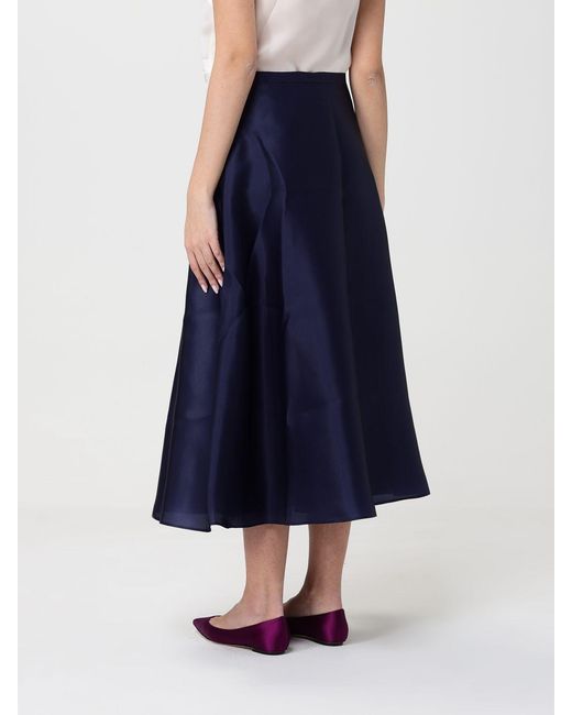 Alberta Ferretti Blue Silk Organza Midi Skirt
