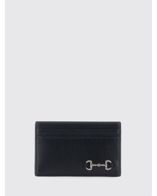 Gucci Black Horsebit Five-Slot Smooth Calfskin Card Holder for men