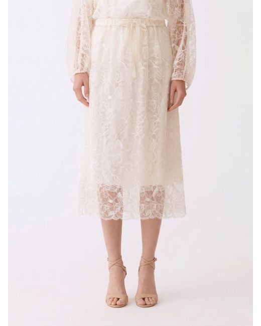 Fabiana Filippi Pink Lace Midi Skirt
